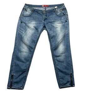 Y2K Apple Bottoms Jeans Womens 13/14 Blue Studded Ankle Zip Skinny Low Rise